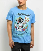 Ed Hardy Skull Panther Powder Blue T-Shirt