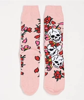 Ed Hardy Skull Pink & Waffle 2 Pack Crew Socks