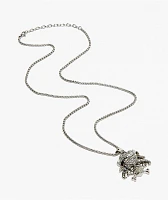 Ed Hardy Stainless Steel Heart & Skull Silver Chain Necklace