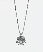 Ed Hardy Stainless Steel Heart & Skull Silver Chain Necklace