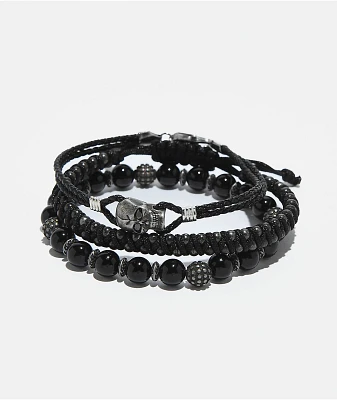 Ed Hardy Stainless Steel Skull Bracelet Set
