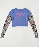 Ed Hardy Swallow 2fer Midnight Long Sleeve Crop T-Shirt