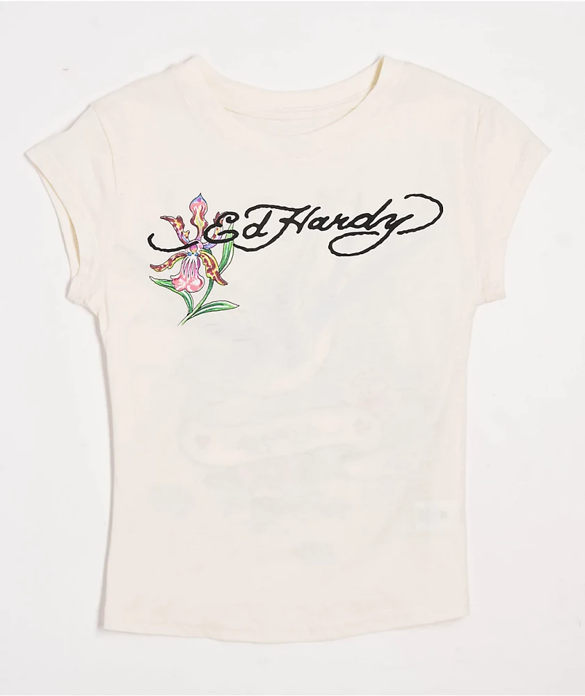 Ed Hardy Swallow Back Ivory T-Shirt