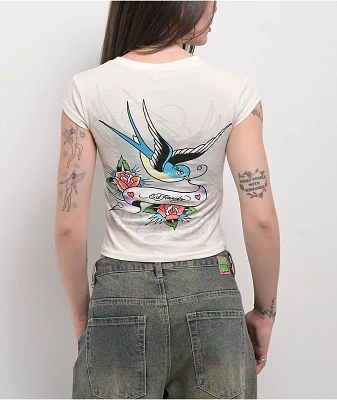 Ed Hardy Swallow Back Ivory T-Shirt