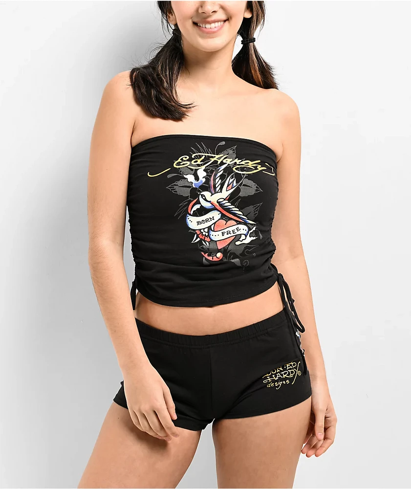 Ed Hardy Swallow Black Tube Top