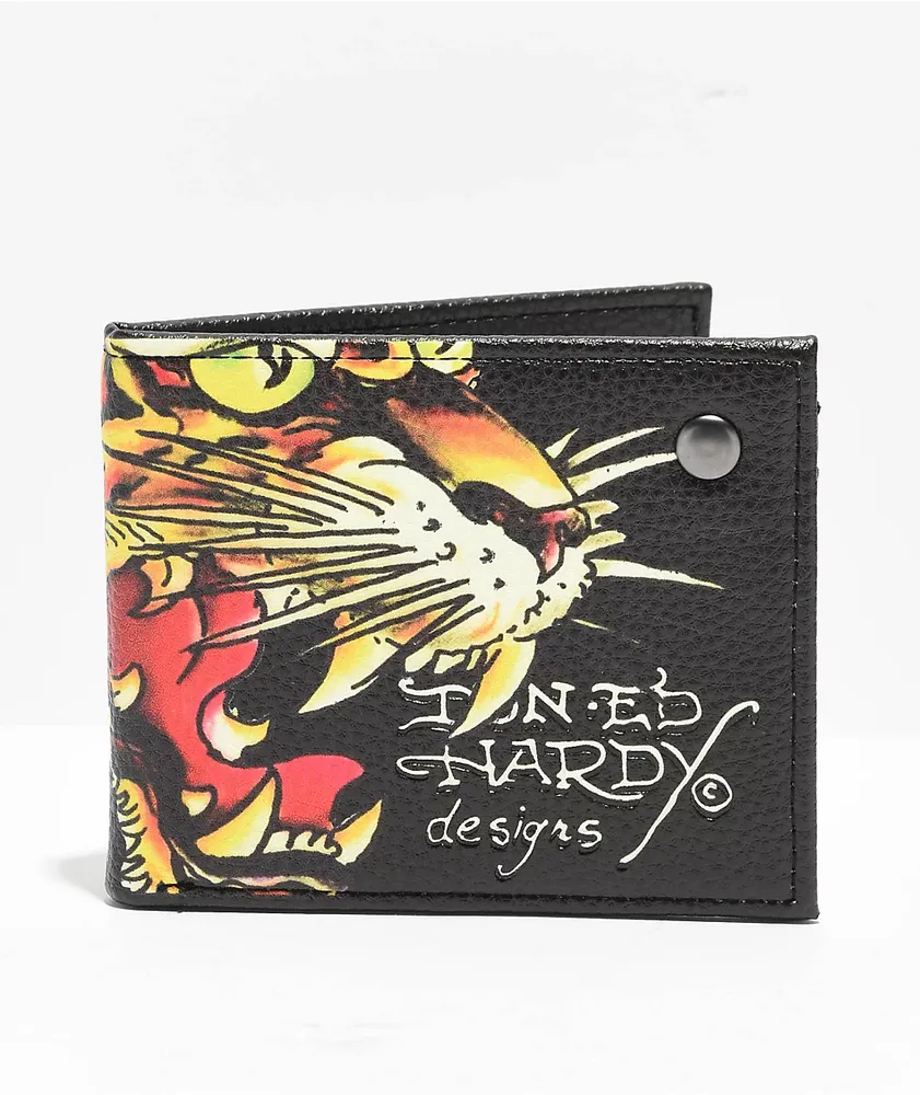 Ed Hardy Tiger Bifold Black Wallet