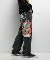 Ed Hardy Tiger Flame Black Wash Jeans