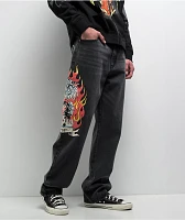 Ed Hardy Tiger Flame Black Wash Jeans