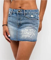 Ed Hardy Tiger Flowers Medium Wash Cutoff Mini Skirt