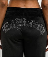 Ed Hardy Tiger Head Black Velour Sweatpants