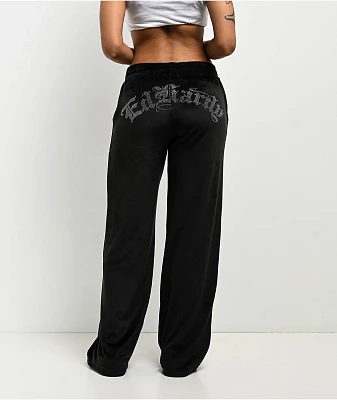 Ed Hardy Tiger Head Black Velour Sweatpants