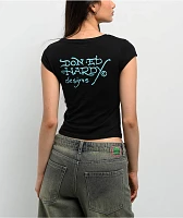 Ed Hardy Tiger Mountain Black Cap Sleeve T-Shirt
