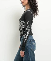 Ed Hardy Tiger Rose Black Thermal Long Sleeve T-Shirt