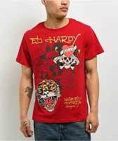 Ed Hardy Tiger Skull Red T-Shirt