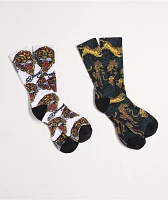 Ed Hardy Tiger White & Black 2-Pack Crew Socks