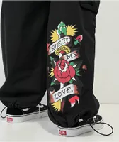 Ed Hardy True Love Black Cargo Parachute Pants