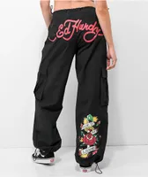 Ed Hardy True Love Black Cargo Parachute Pants