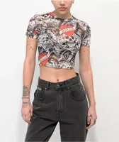 Ed Hardy White Mesh Crop T-Shirt