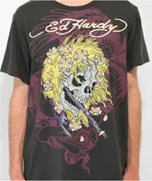 Ed Hardy Yellow Skull Charcoal T-Shirt
