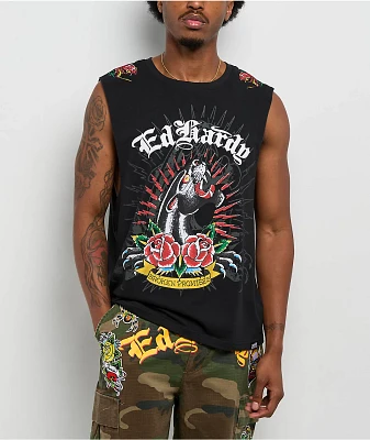 Ed Hardy x  Broken Promises Deaths Shadow Black Tank Top
