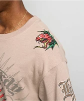 Ed Hardy x  Broken Promises Love Scars Beige T-Shirt