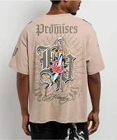 Ed Hardy x  Broken Promises Love Scars Beige T-Shirt
