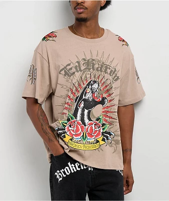 Ed Hardy x  Broken Promises Love Scars Beige T-Shirt