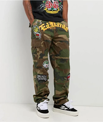 Ed Hardy x Broken Promises Chaos Camo Baggy Fit Cargo Pants