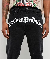 Ed Hardy x Broken Promises Death Shadow Black Loose Fit Jeans