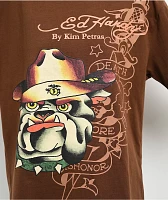 Ed Hardy x Kim Petras Bulldog Brown Boxy T-Shirt