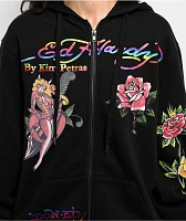 Ed Hardy x Kim Petras Dagger Girl Black Zip Hoodie