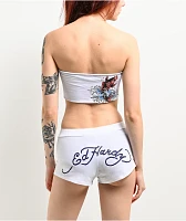 Ed Hardy x Kim Petras Koi White Crop Tube Top