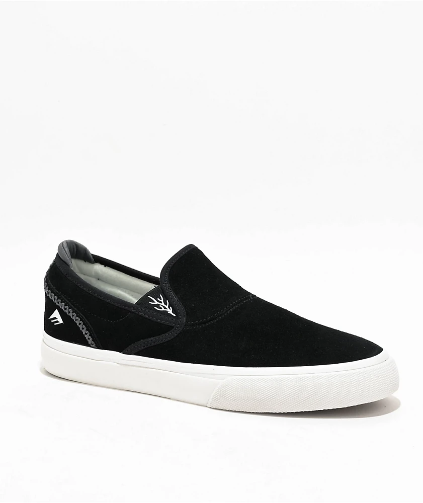 Emerica Baekkel Wino G6 Black & White Slip-On Skate Shoes