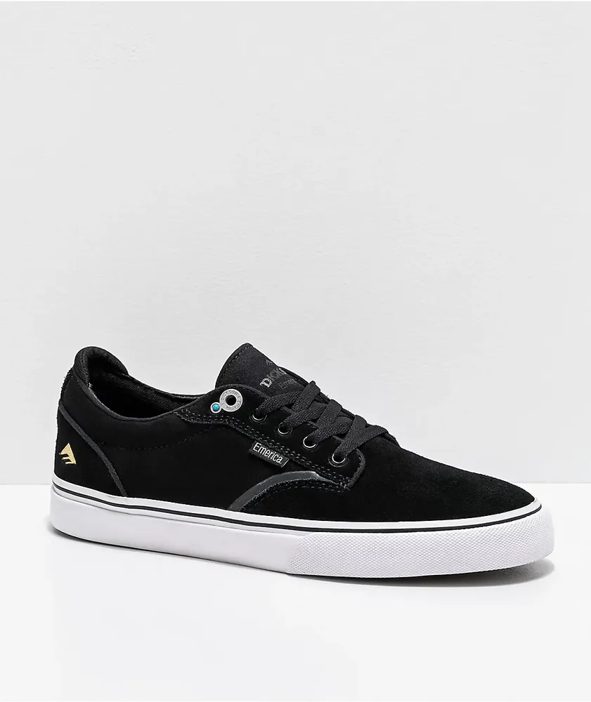 Emerica Dickson Black, White & Gold Skate Shoes