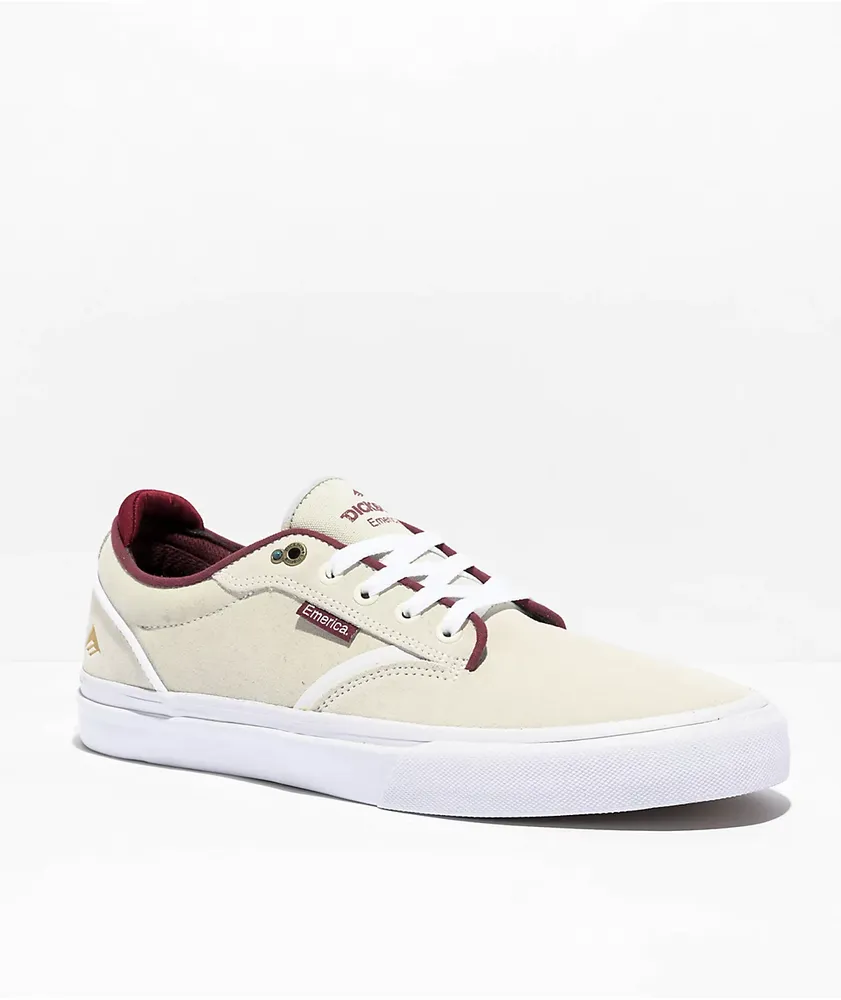 Emerica Dickson White & Red Skate Shoes