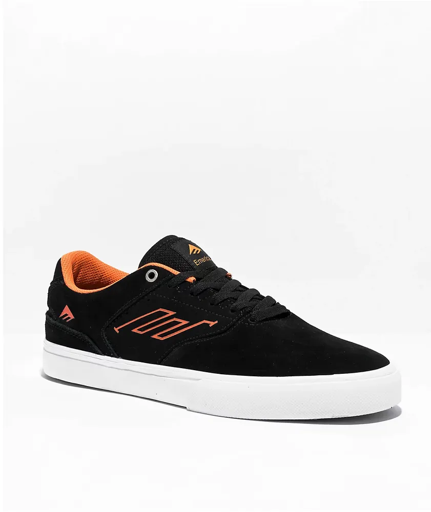 Emerica Low Vulc Black, White & Orange Skate Shoes