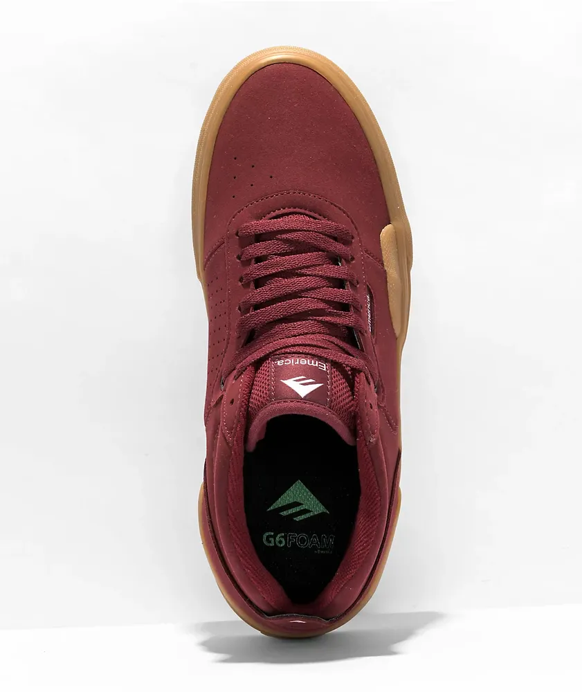 Emerica Pillar Burgundy & Gum Skate Shoes