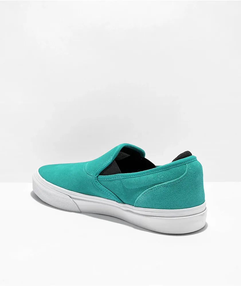 Emerica Wino G6 Aqua & White Slip-On Skate Shoes