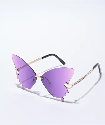 Emilia Butterfly Purple Frameless Sunglasses