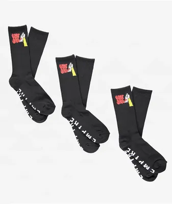 Empyre 3 Pack Black Crew Socks