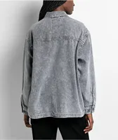 Empyre Akrin Grey Mineral Wash Long Sleeve Button Up Shirt