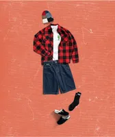 Empyre Akrin Red Plaid Flannel Shirt