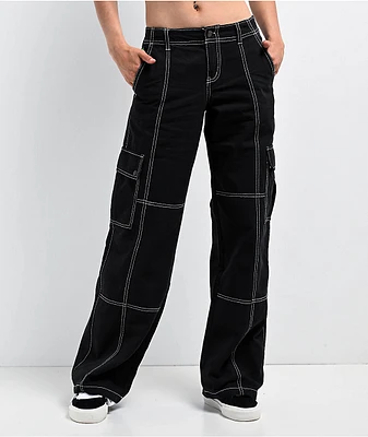 Empyre Alani Low Rise Black Relaxed Cargo Pants