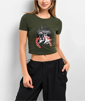 Empyre Amina Dog Green Crop T-Shirt