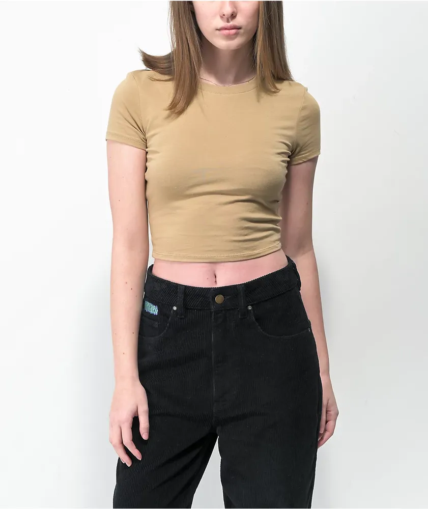 Empyre Amina Khaki Crop T-Shirt