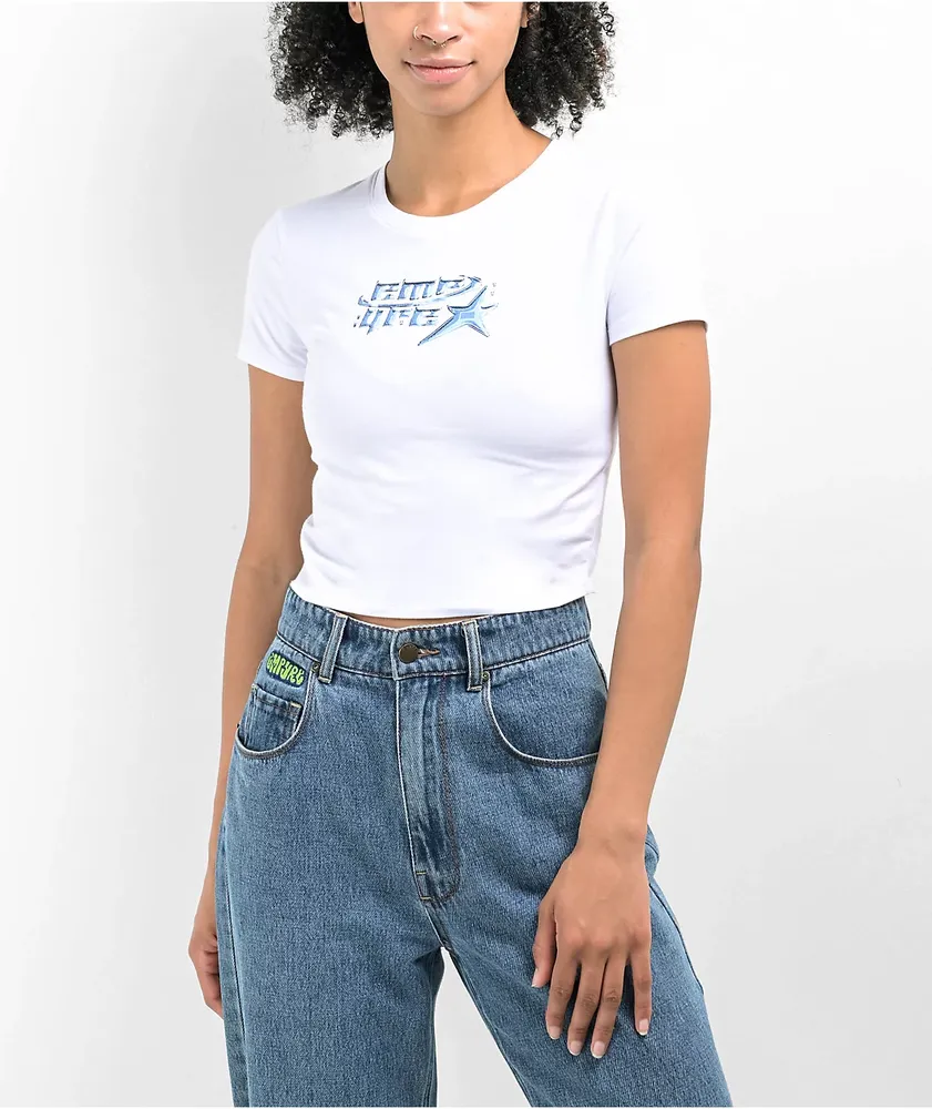 Empyre Amina Rhinestone White Crop T-Shirt