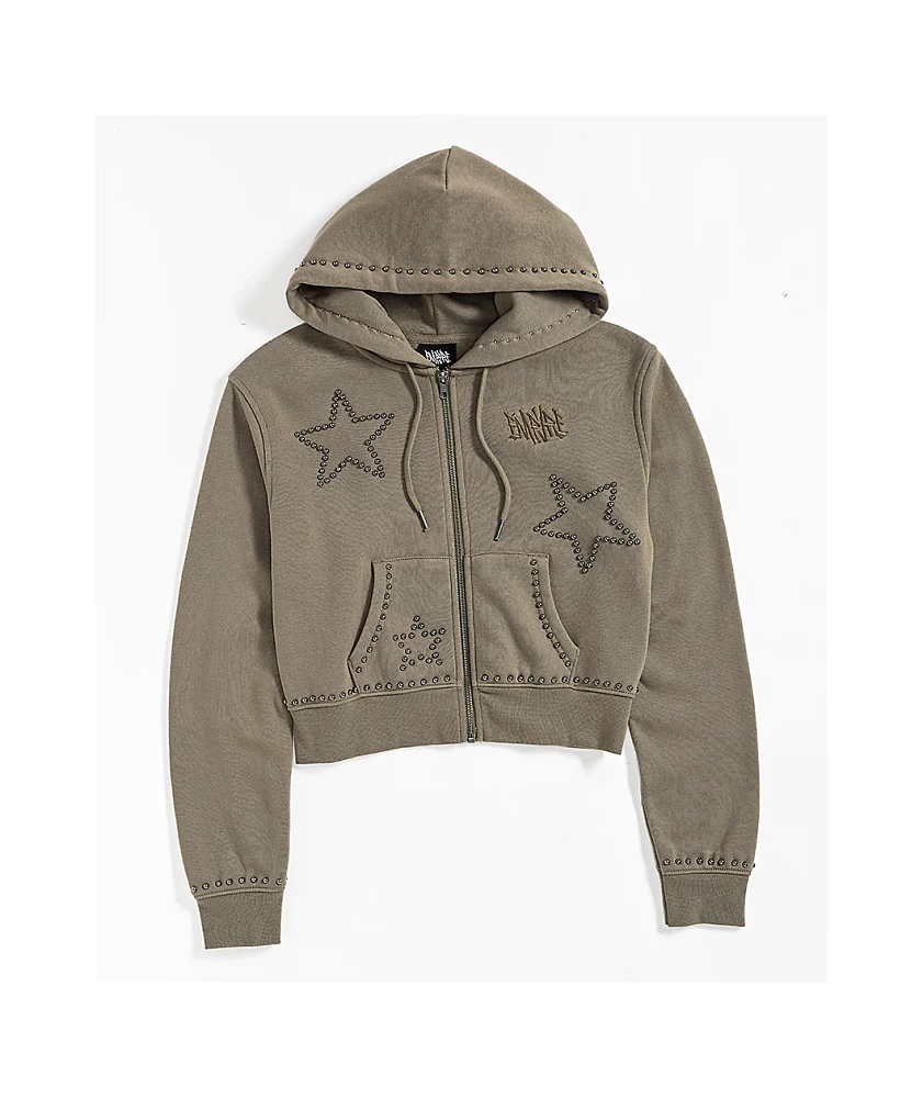 Empyre Angel Green Crop Zip Hoodie