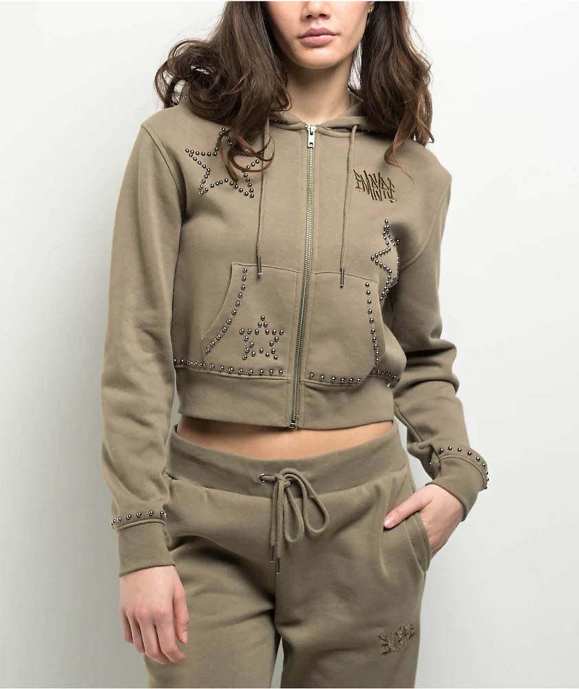 Empyre Angel Green Crop Zip Hoodie