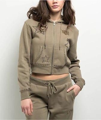 Empyre Angel Green Crop Zip Hoodie