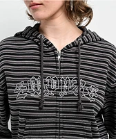 Empyre Angel Stripe Black & Grey Crop Zip Hoodie